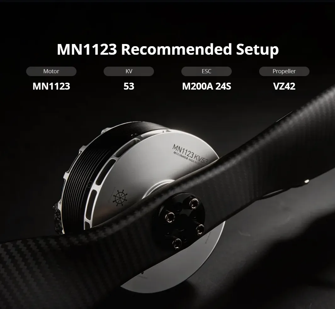tmotor mn1123 kv53 heavy lift multirotor uav brushless motor mn1123 recommended setup