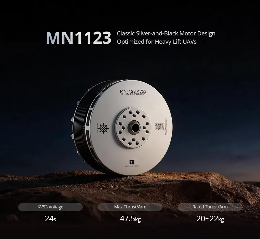 tmotor mn1123 kv53 heavy lift multirotor uav brushless motor show