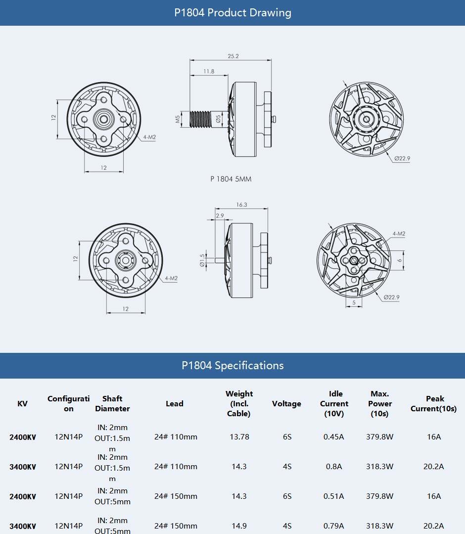 Drawing for T-Motor p1804 motor