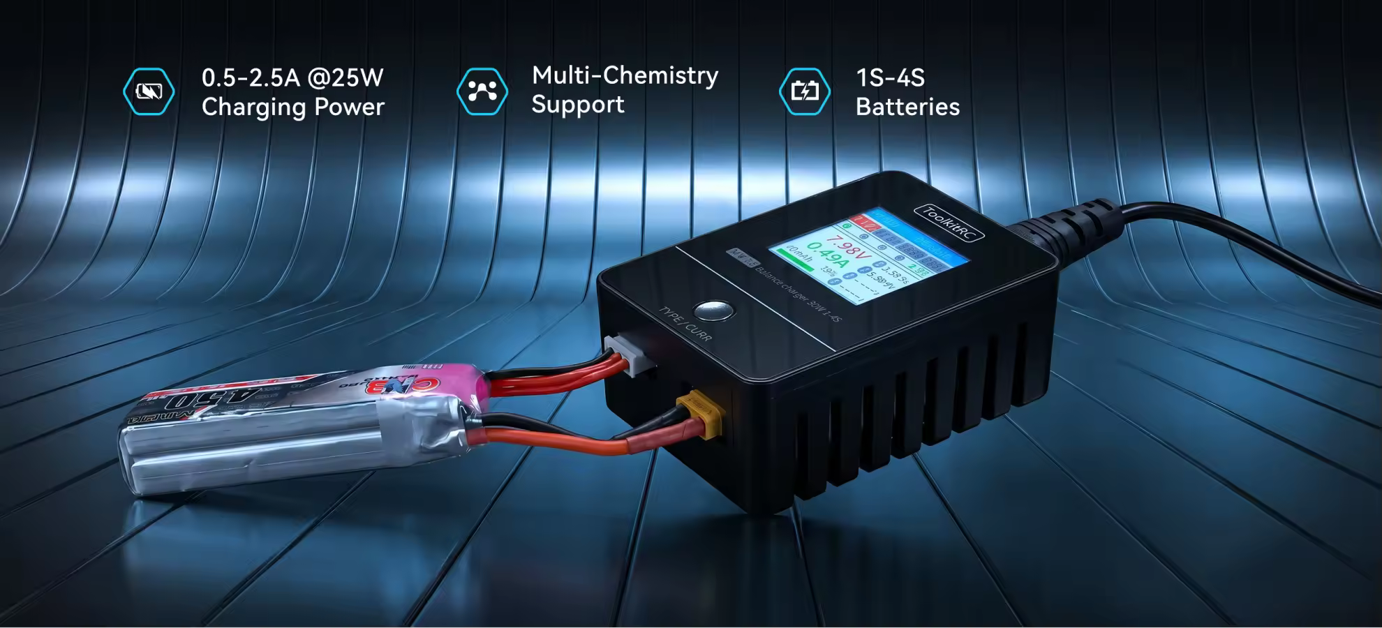 toolkit rc m4ac 100w 4 port ac smart charger battery pc