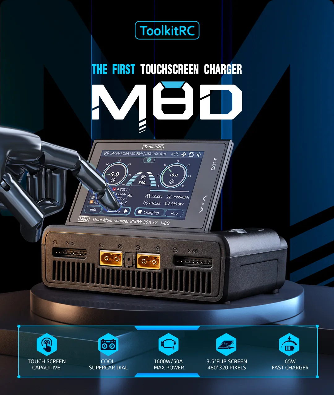 toolkitrc m8d dual channel smart charger first touchscreen