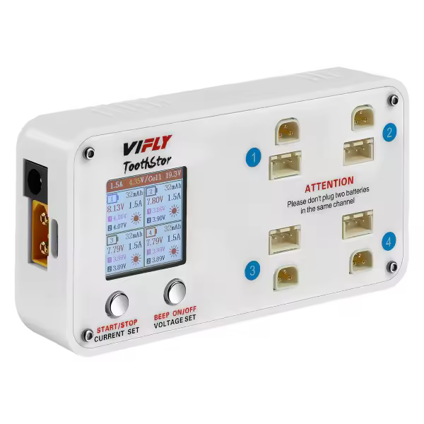 Vifly Toothstor 4-Port 2S Balancer-Ladegerät mit Speichermodus Standard