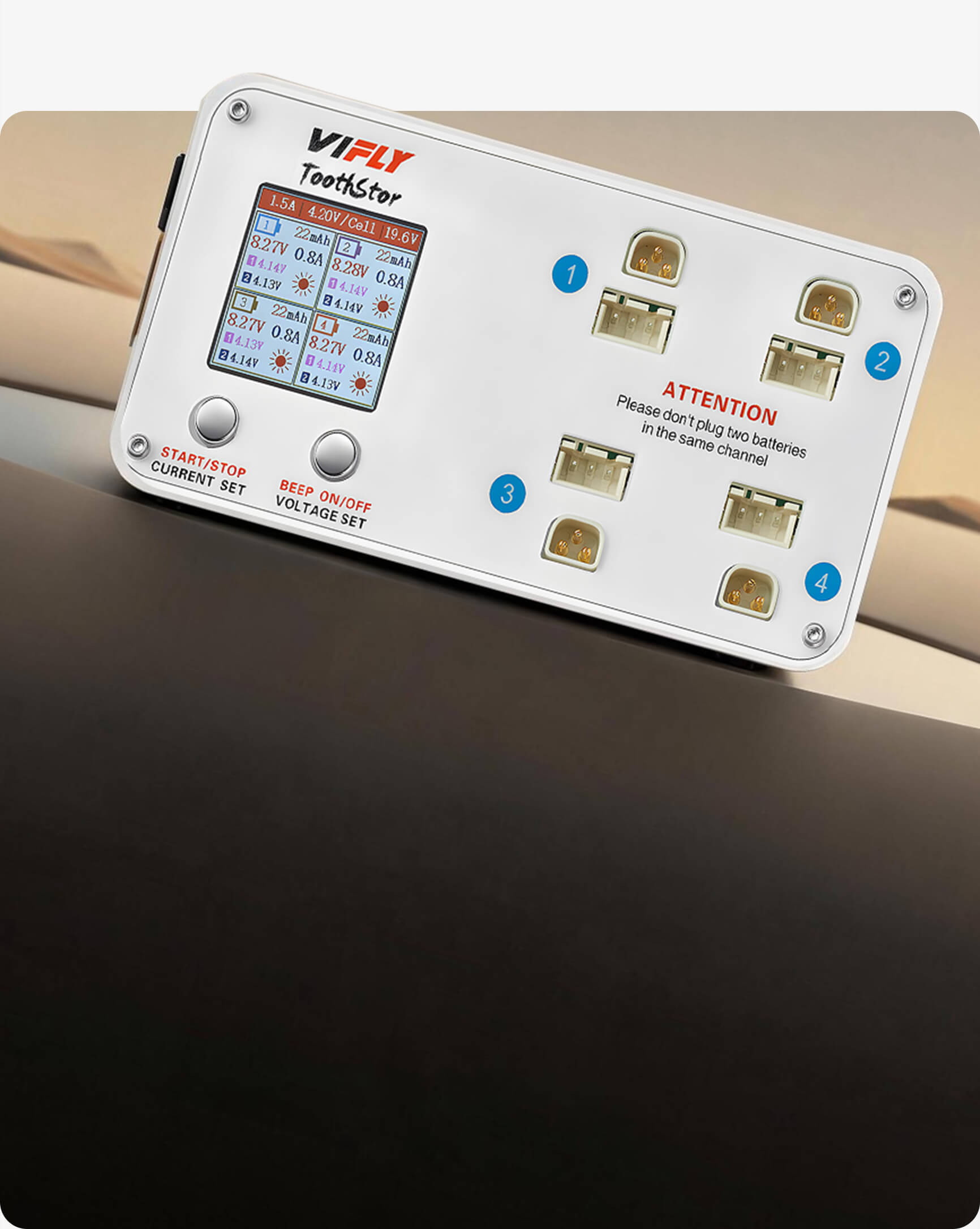 vifly toothstor 4 port 2s lipo balance charger with storage mode 2