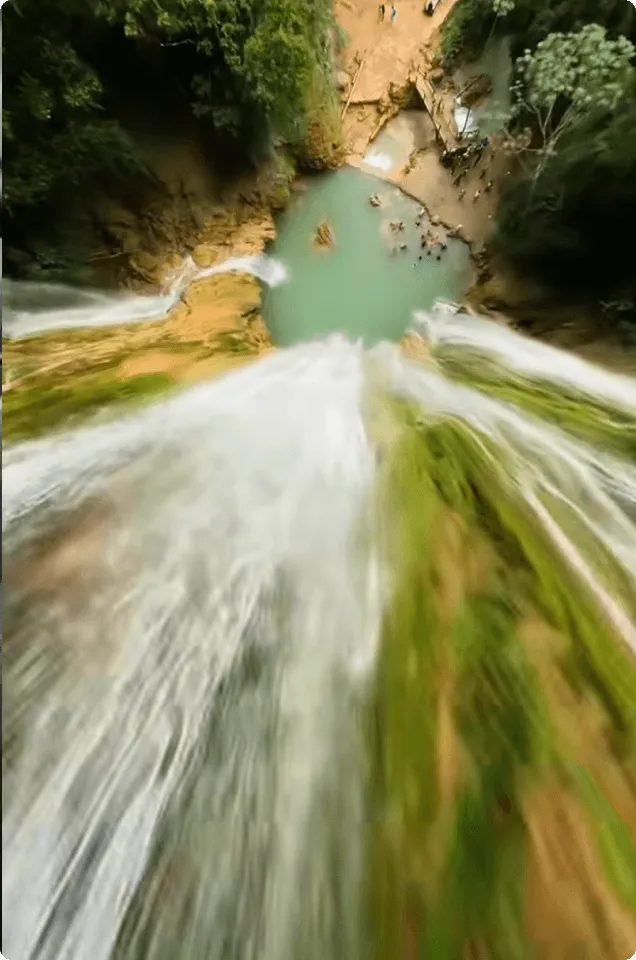 waterfall landscape fpv flying