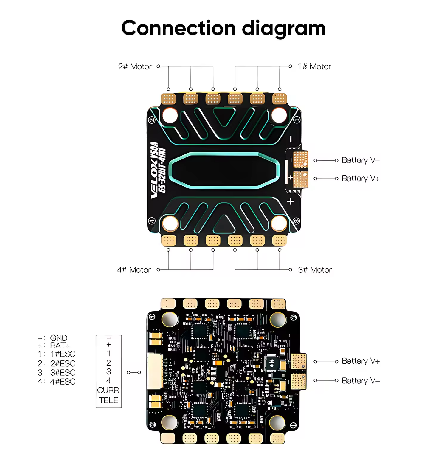 wiring diagram of t hobby velox v50a 4in1 esc