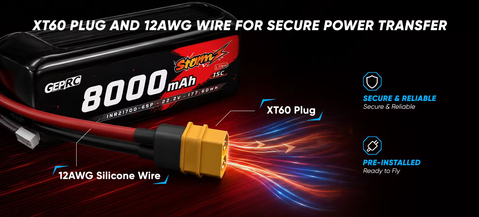 xt60 plug and 12awg wire pc