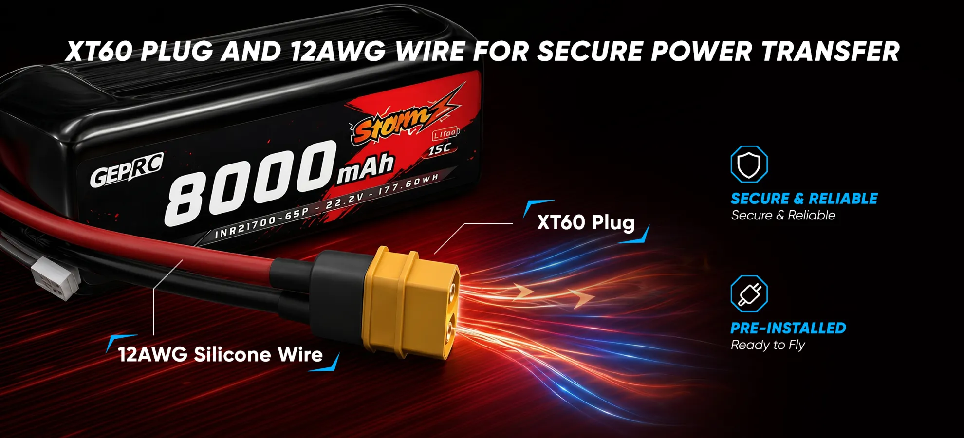 xt60 plug and 12awg wire pc